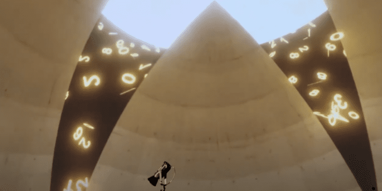 numbers flying on the domed ceiling of Rochester planetarium